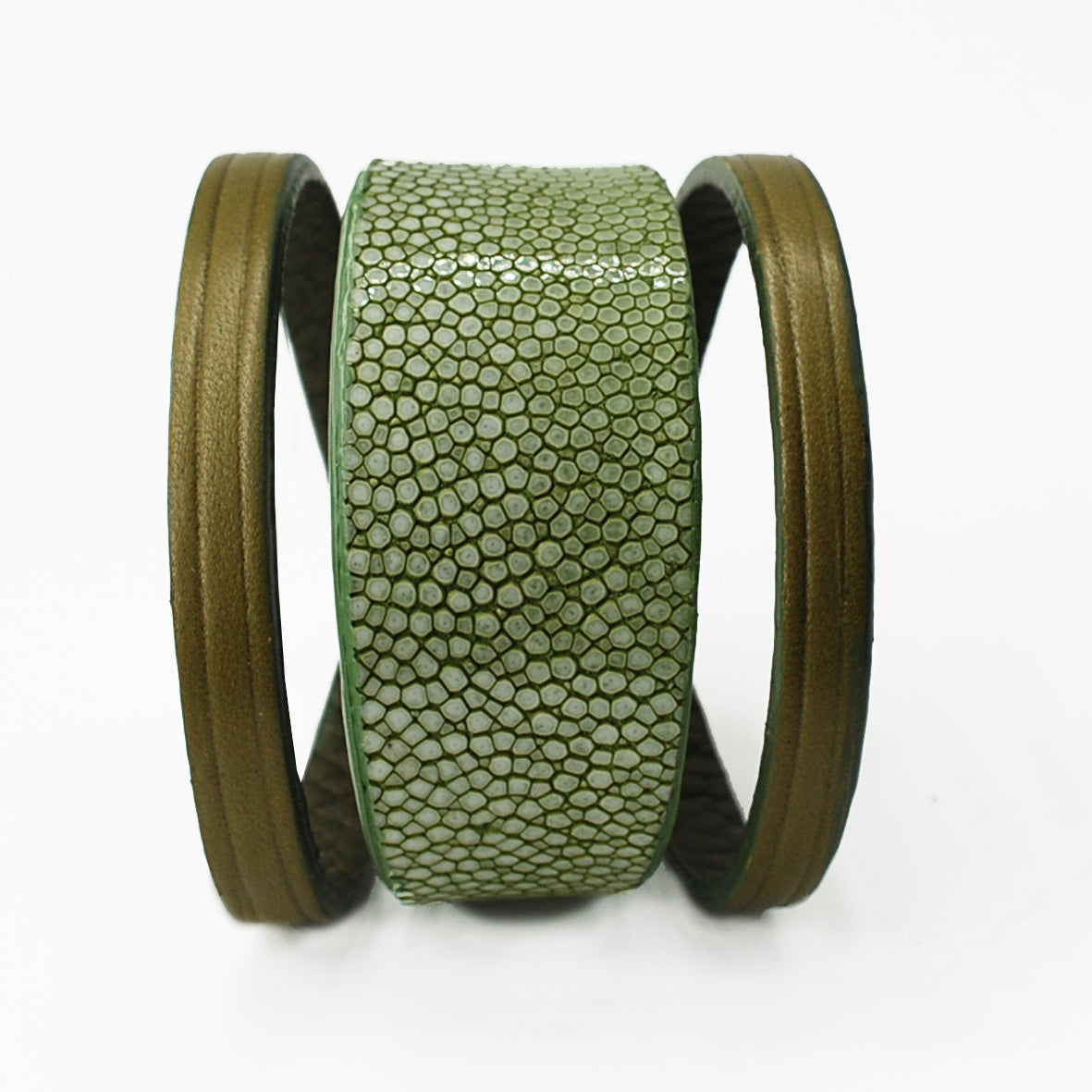 Bracelet Galuchat -Vert mousse