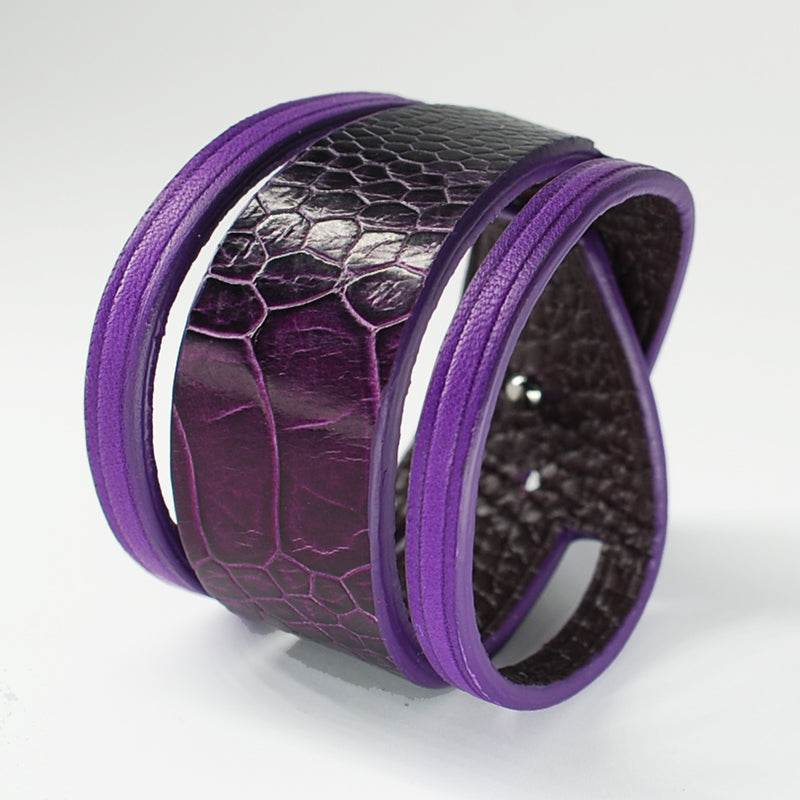 Bracelet en Patte d'autruche violet