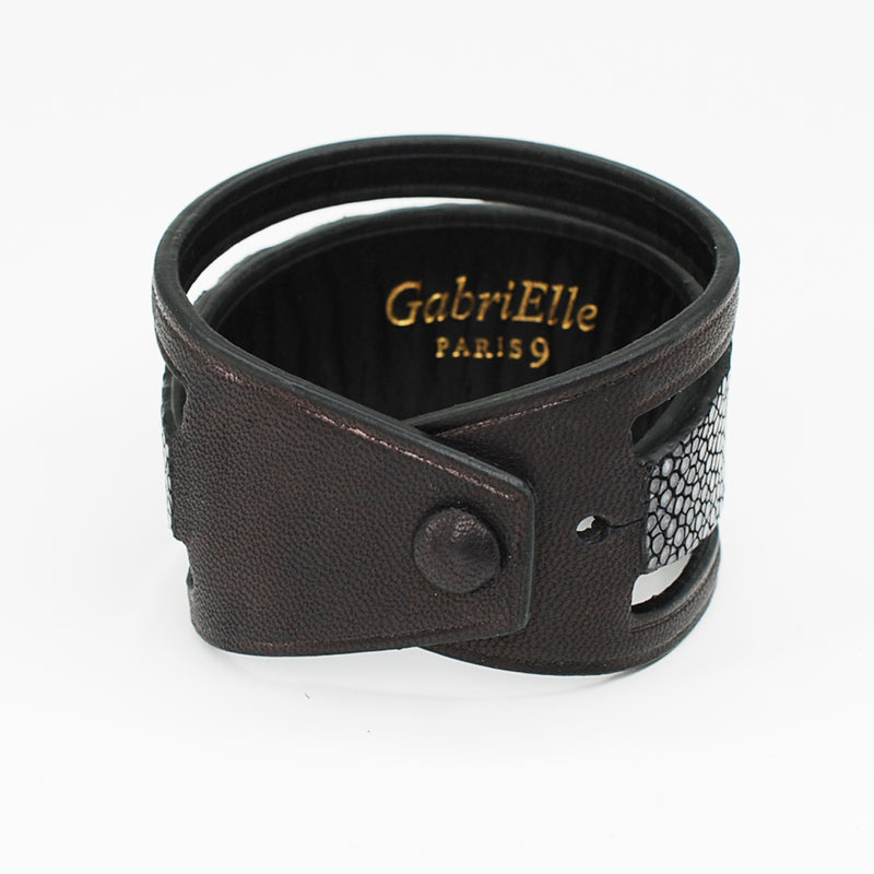 Bracelet en galuchat lisse noir