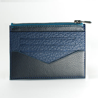 Porte-monnaie en taurillon  coloris bleu